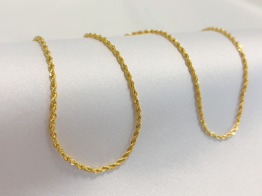 18K Yellow Gold Solid 2.5mm Rope Chain Diamond Cut Pendant Necklace 20″ Chain