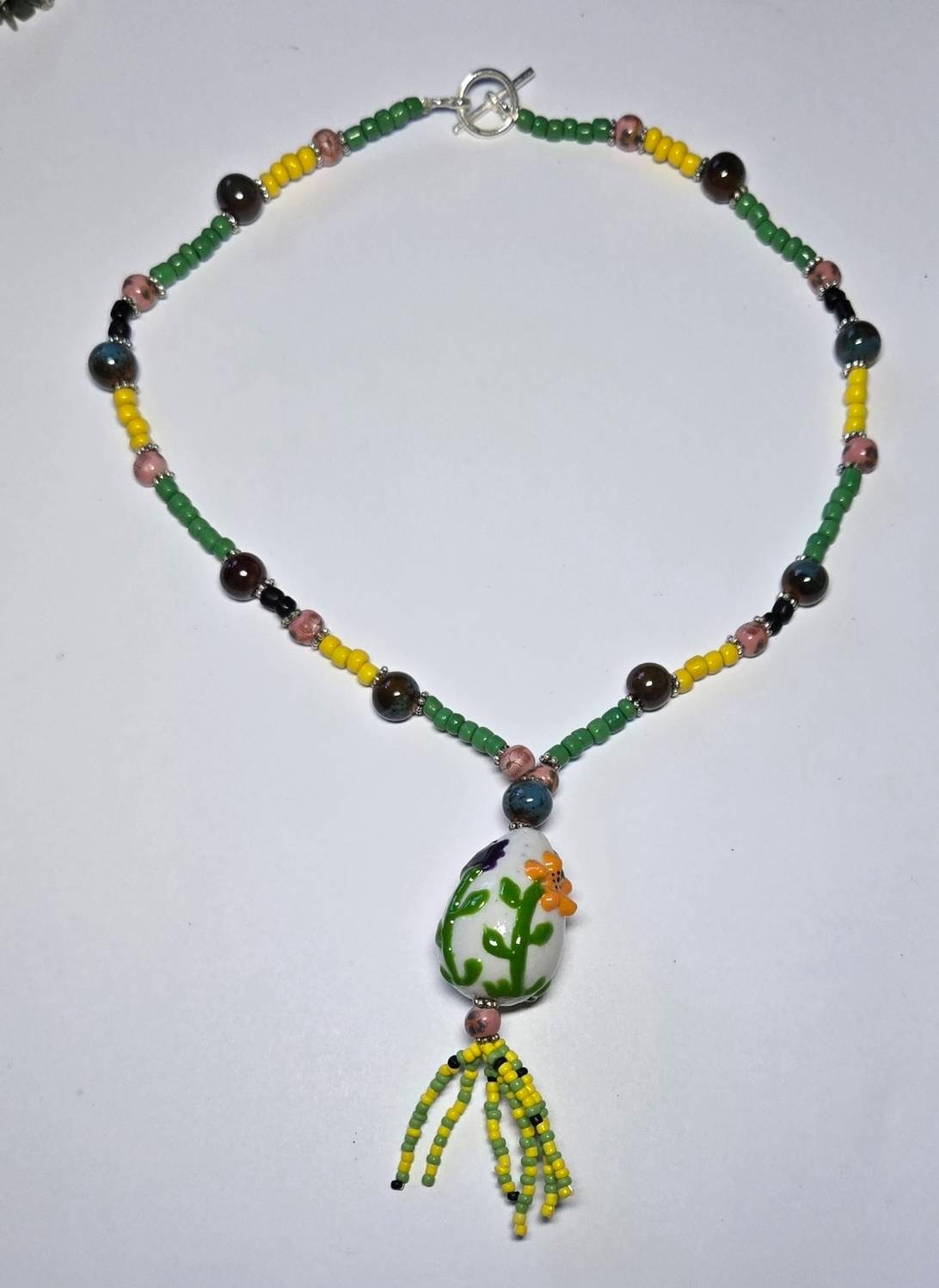 Handmade Beaded Pendant Necklaces Boho Floral Artisan Jewelry Set Gift 6 pc