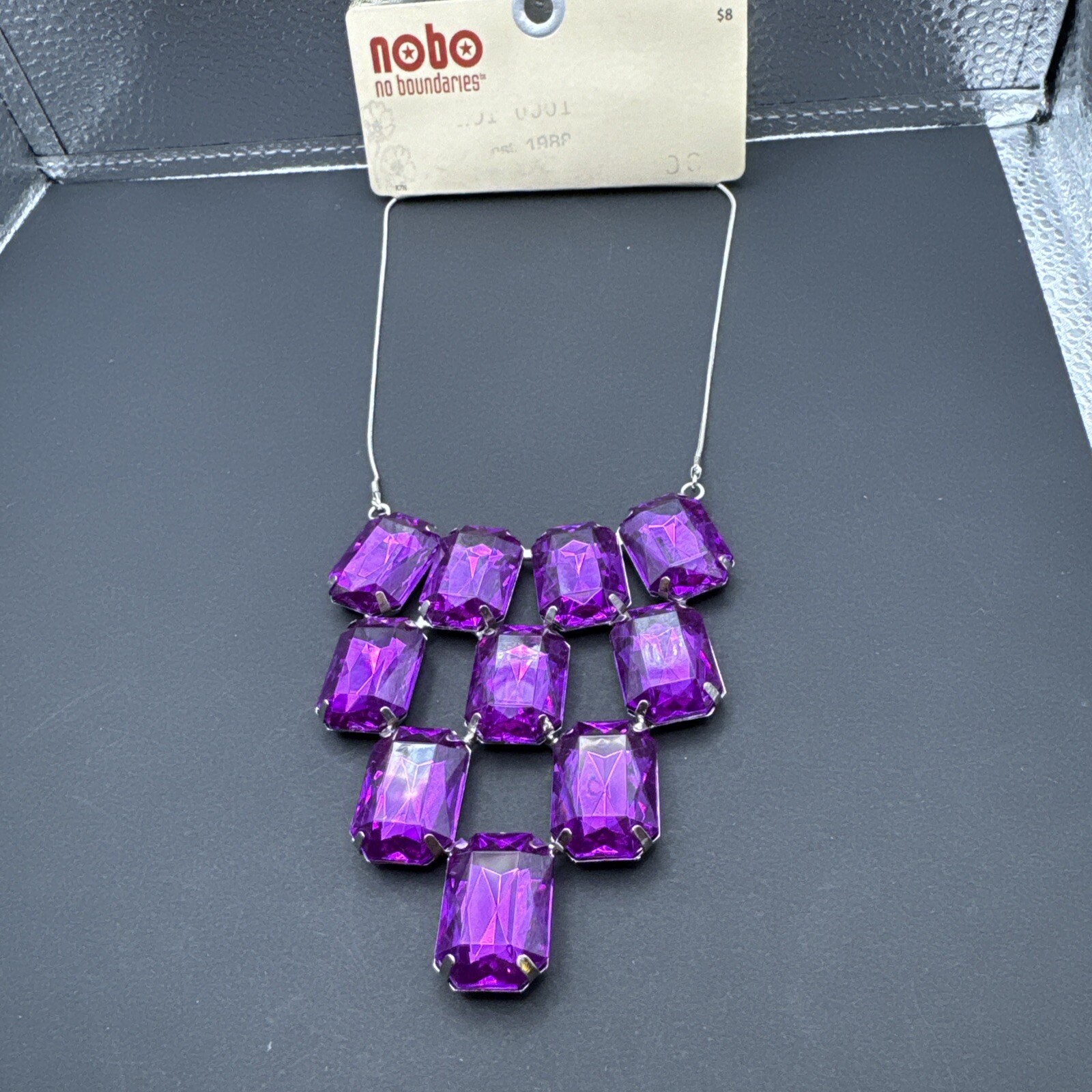 No Boundaries 18” Purple Silver Tone Necklace Brand New With Tags SHIPS FREE