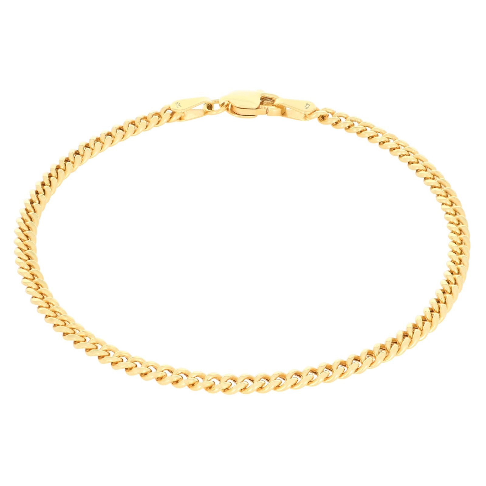 10K Yellow Gold 3mm Miami Cuban Link Chain Bracelet Men Women 7″ 7.5″ 8″ 8.5″ 9″