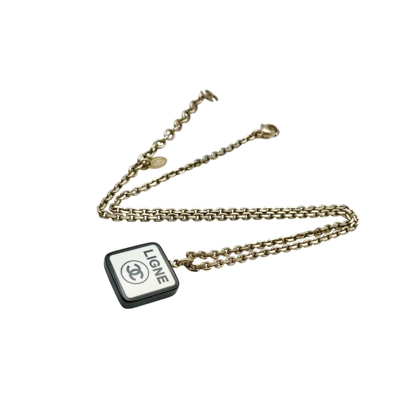 Chanel Necklace Coco Mark No.5 Reversible White 06C Square Jewelry