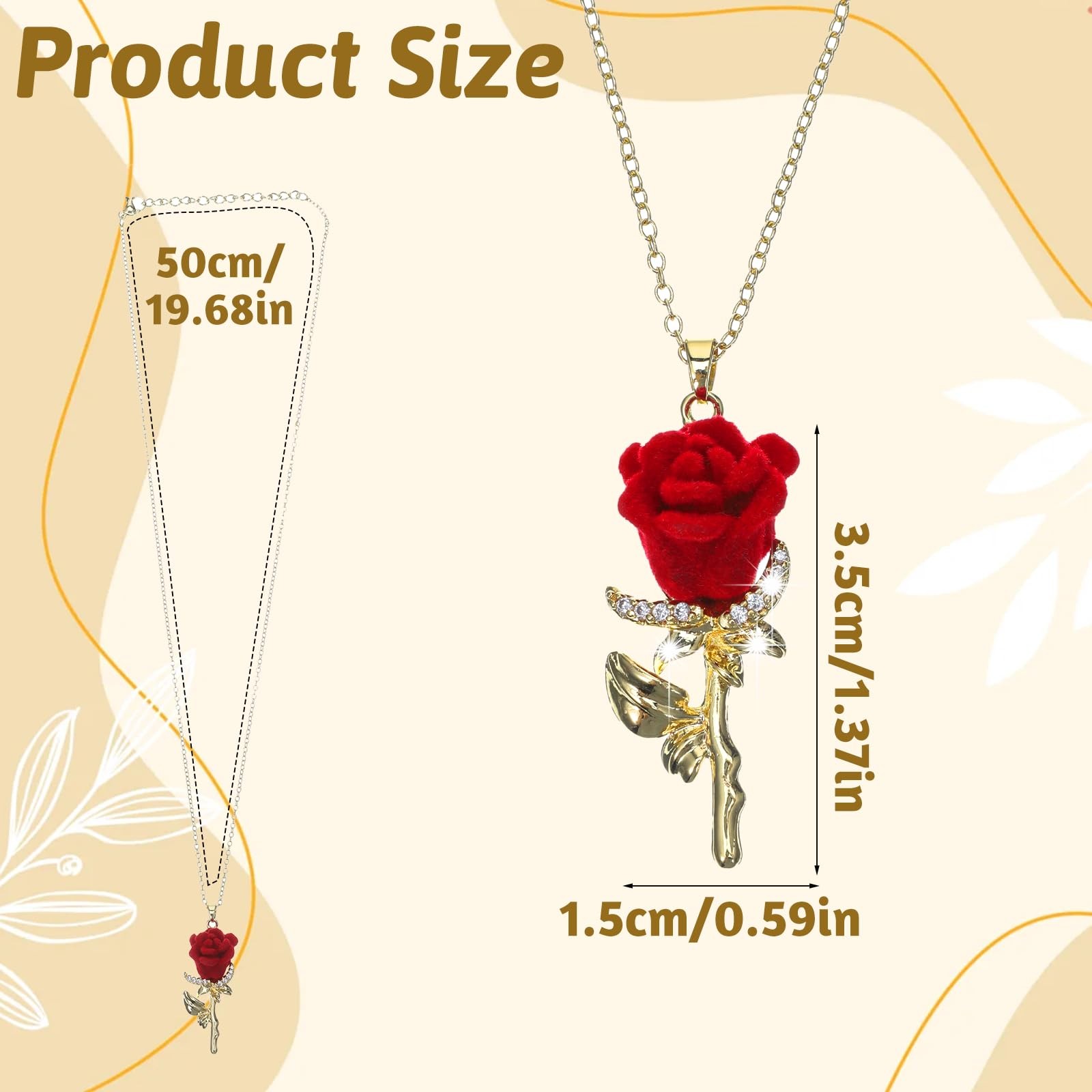 Valentines Day Gift Red Rose Necklace for Women Dainty Gold Flower Gift