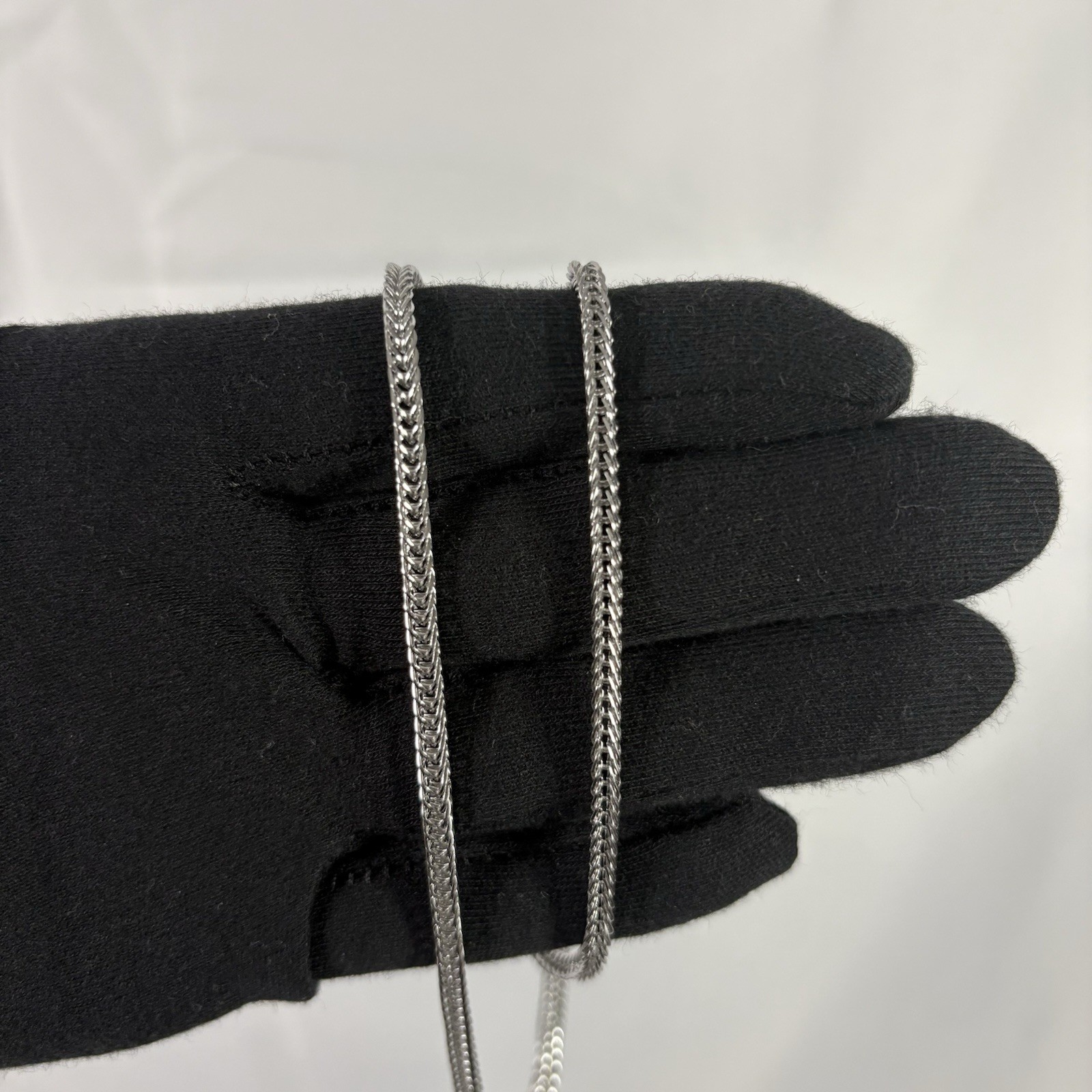 Silver Necklace 316L Surgical Stainless Steel Foxtail Chain 3mm 20 Inches