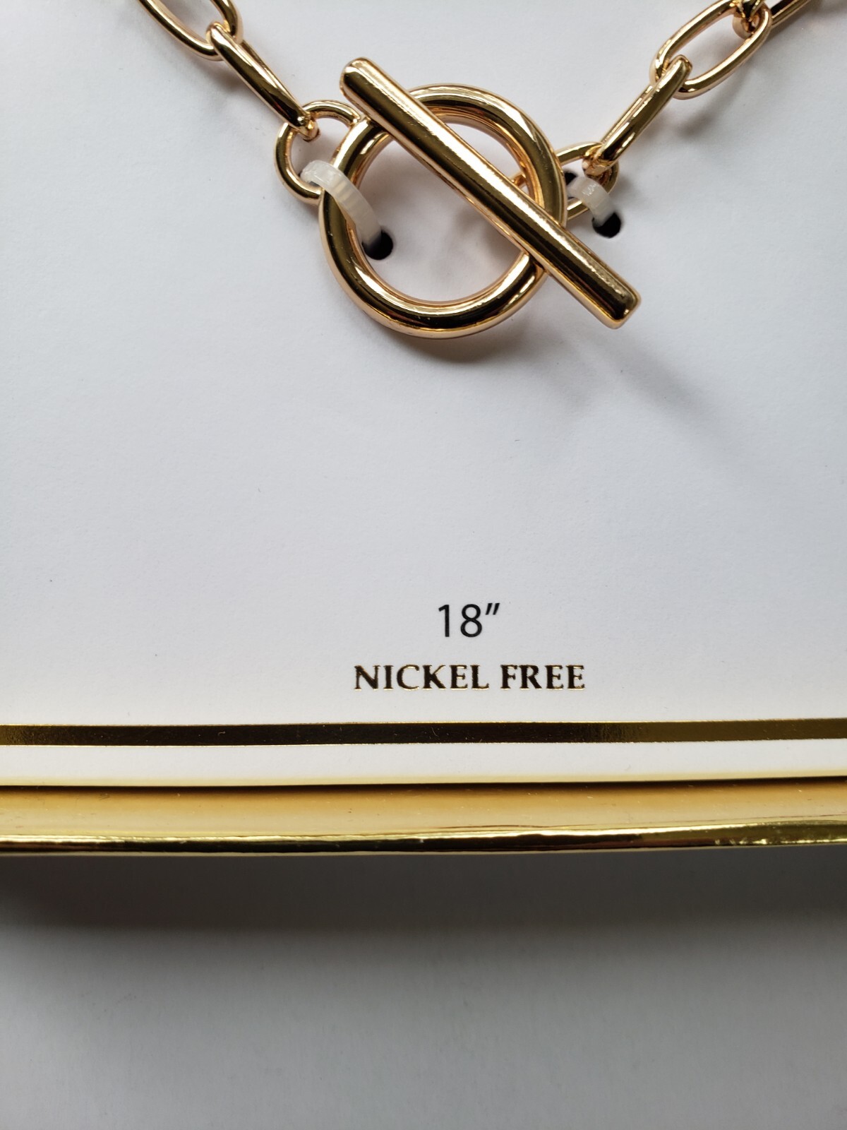 True To Form necklace Toggle Style Link Paperclip Gold Tone Chain 18″ AC