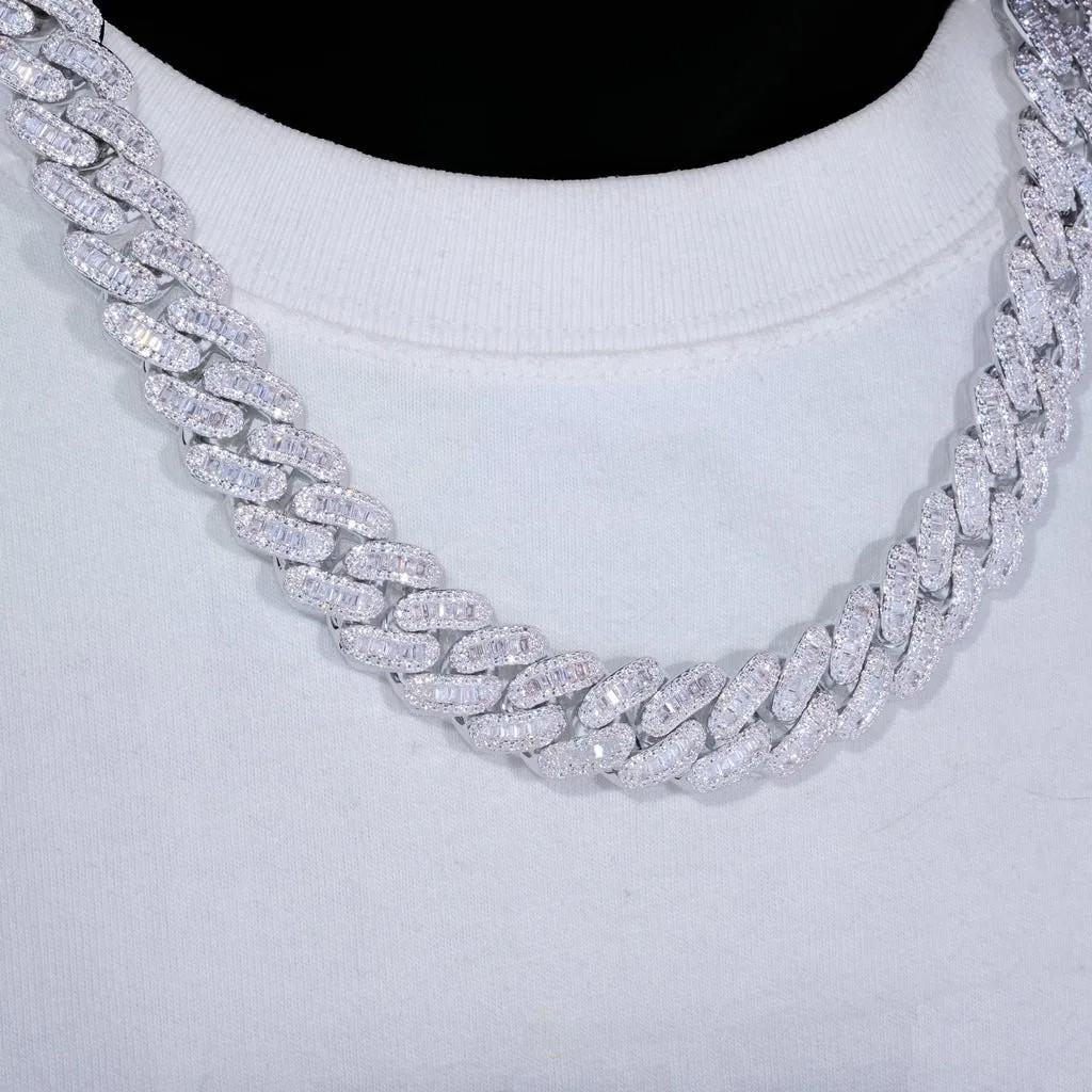 15mm Iced Cuban Link Necklace With Hand-Set Zircon