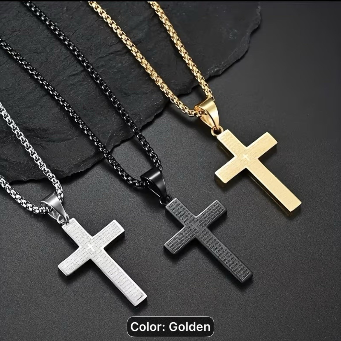 Stainless Steel Cross Gold/Silver Pendant Necklace Chain Womens Mens Gifts