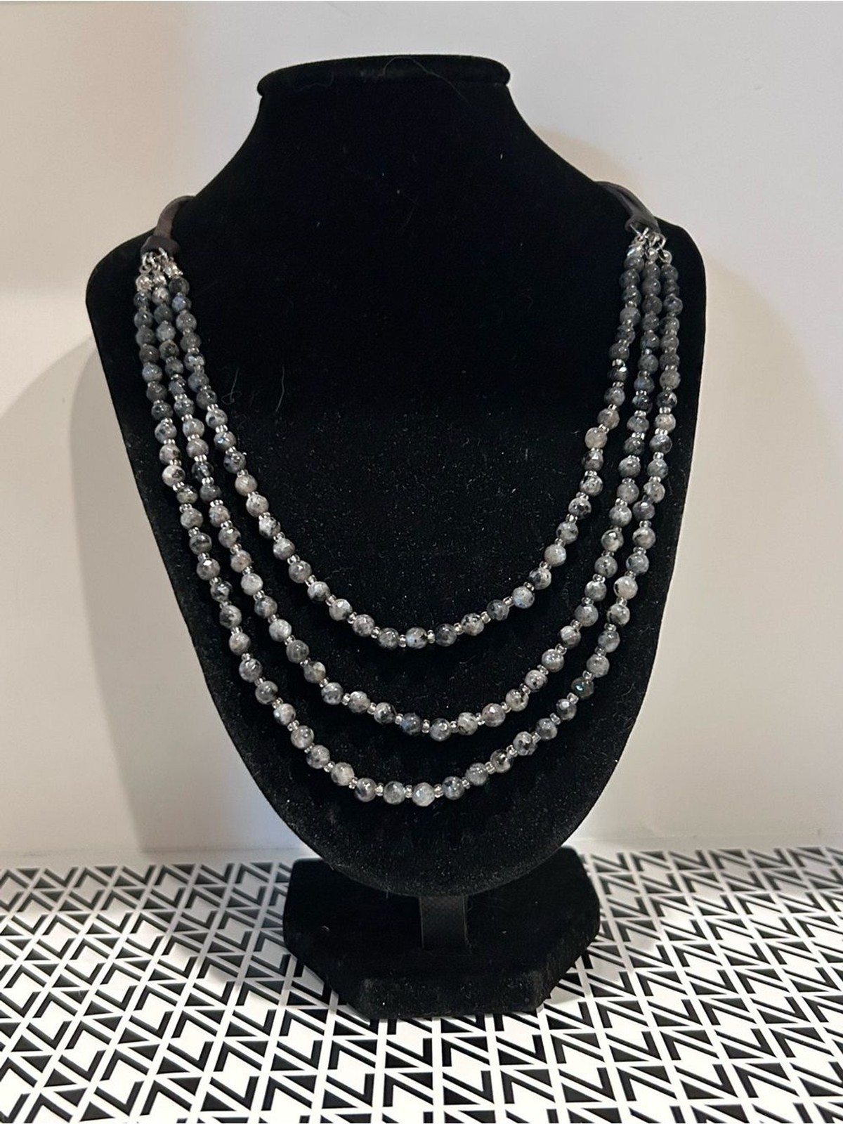 Layered Gray Beaded Women’s Necklace – Classic Multi-Strand Style