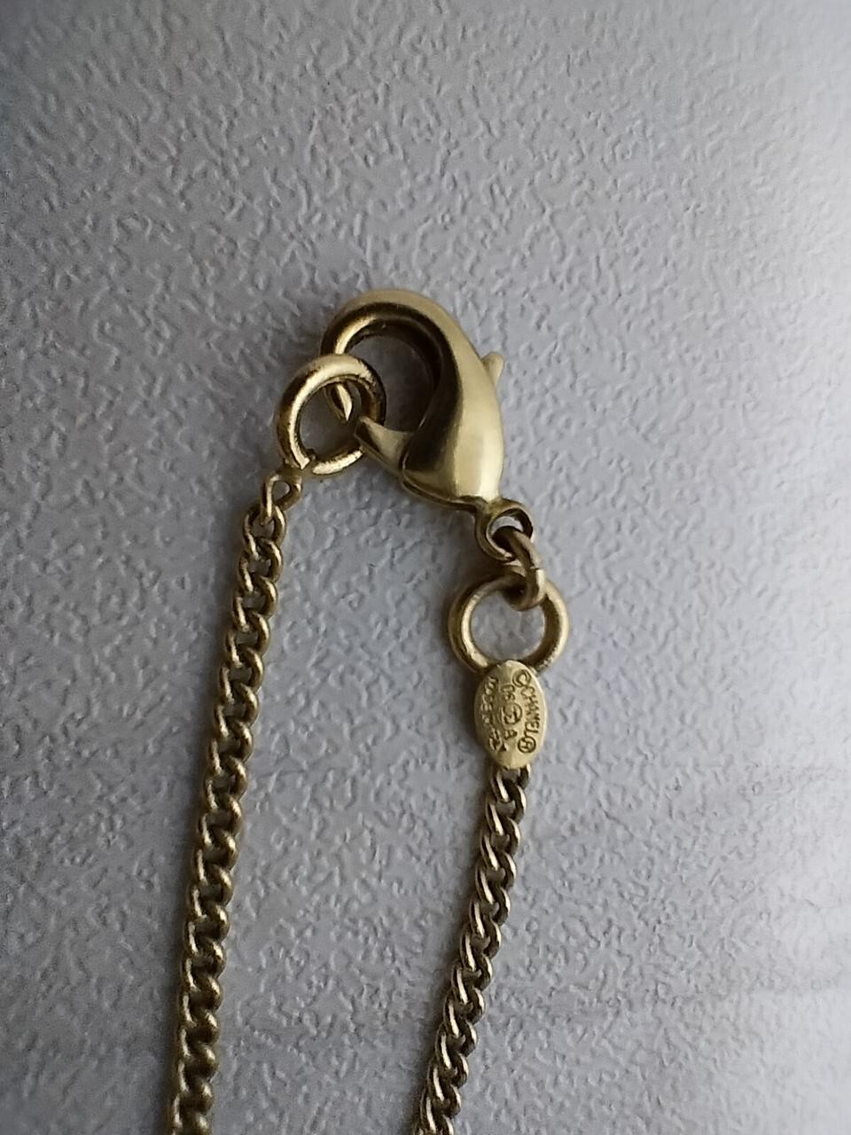 Auth CHANEL No.5 Coco Mark Necklace Accessory Rhinestone Metal Made in Italy
