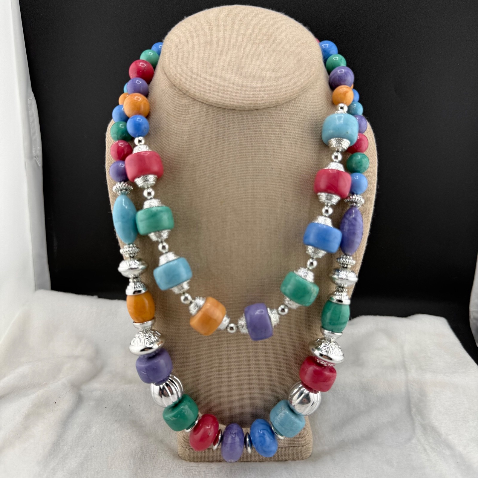 Beaded Necklace Set of 2 Colorful 18” 23”