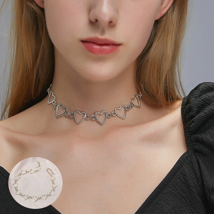 27+5cm Choker Heart for Short ChainPunk Chokers Women Gothic Love Necklace