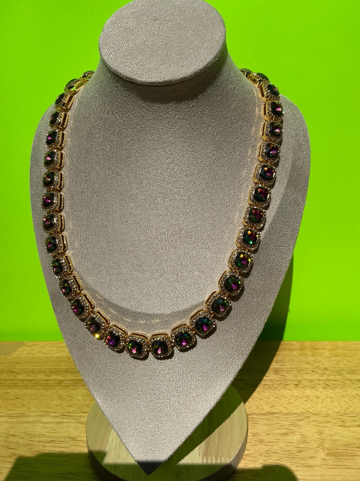 New Multi Color CZ Necklace 18 Inches Cubic Zirconia Chain Unisex Colorful