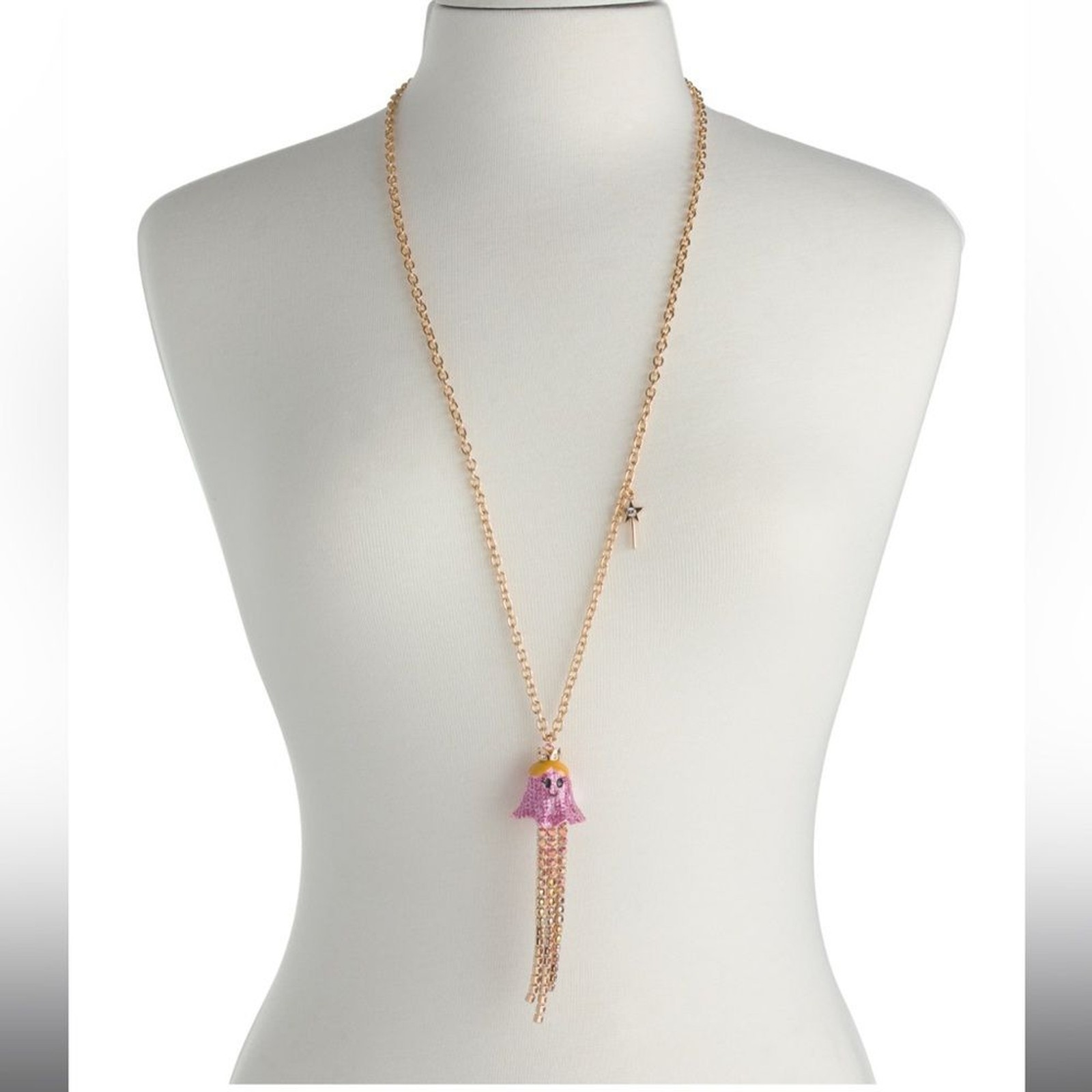 NWT Betsey Johnson Crystal Ghost Princess/Fairy Long Pendant Necklace