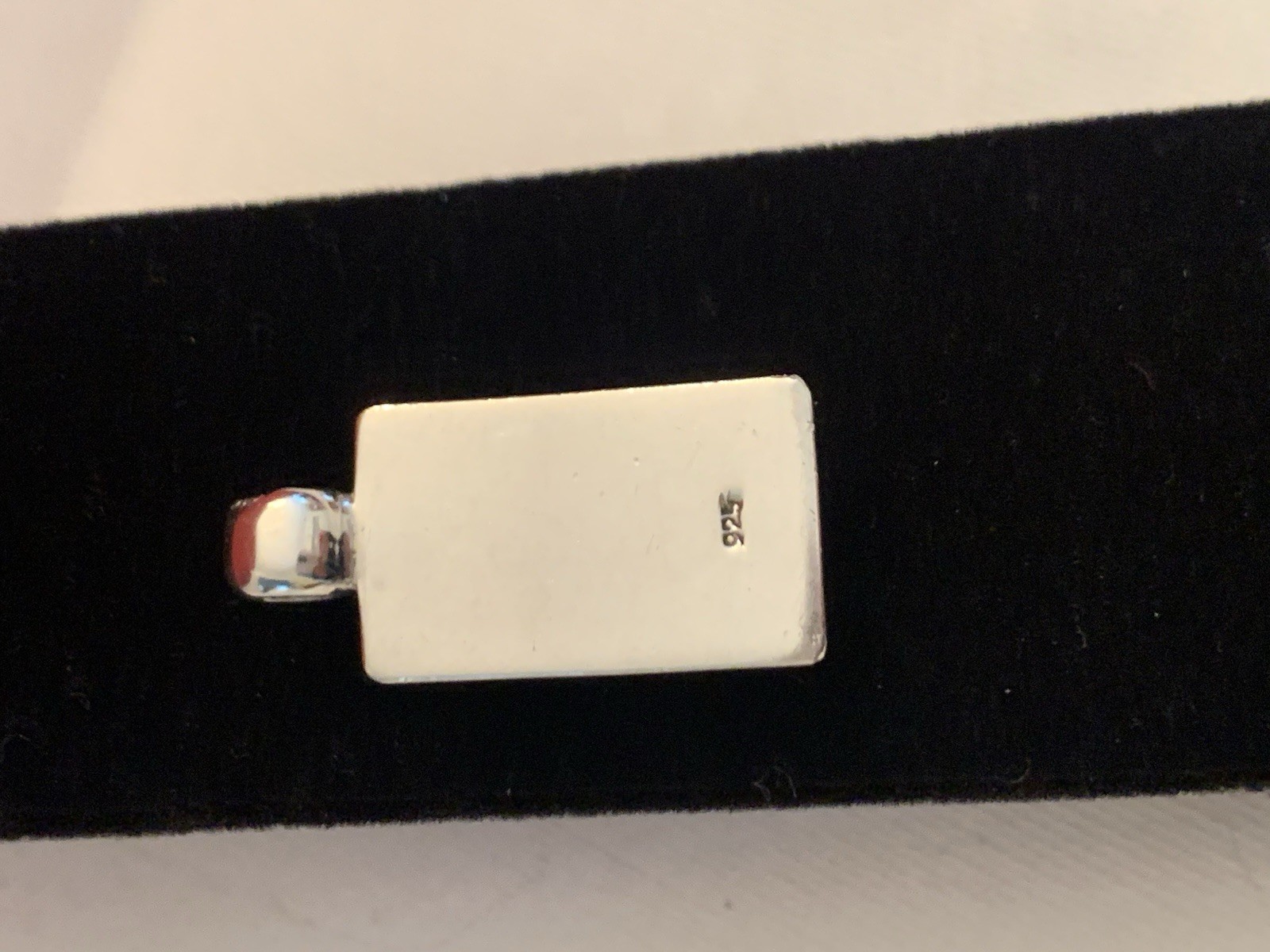 Vtg. Multi Color Dichroic Glass .925 Sterling Silver Pendant Rectangle- BinM