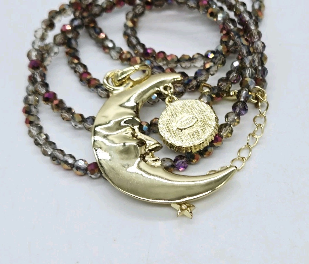 Kirks Folly Moon Magic Goddess Seaview Moon Charm Pendant shimmer Necklace 32 in