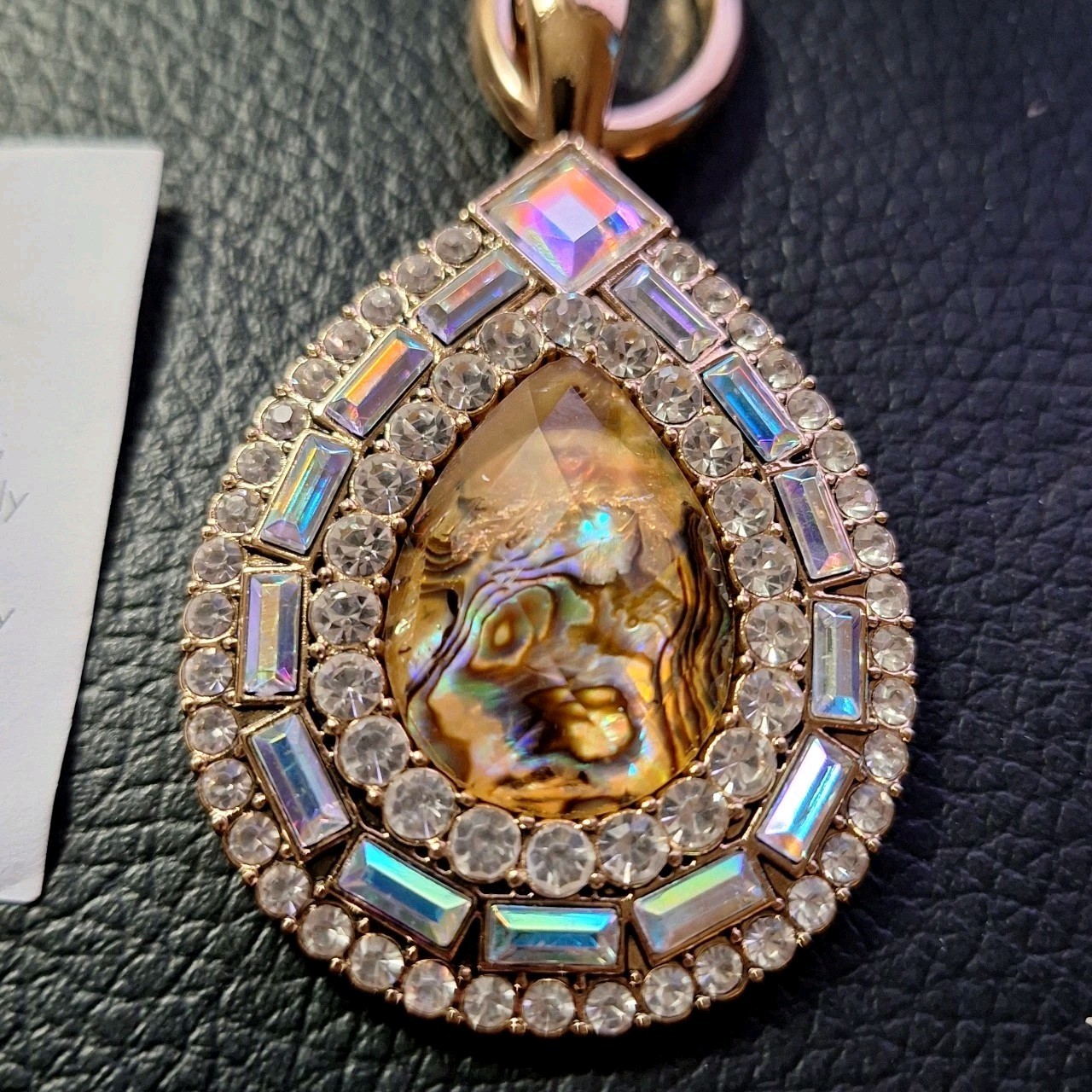 Gold Tone Pendant Multicolor Sparkle Fire Purple Pink Blue Green Premier Designs