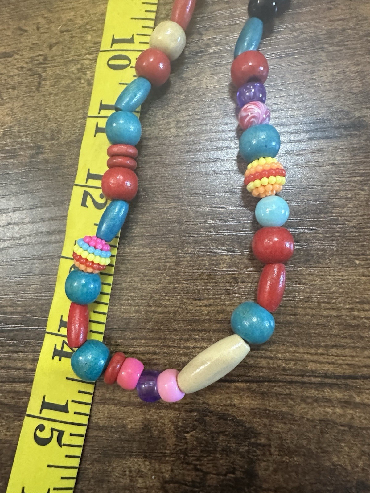 Boho Beaded Stretch Necklace Lot of 2 Colorful Wood Acrylic Long Necklace