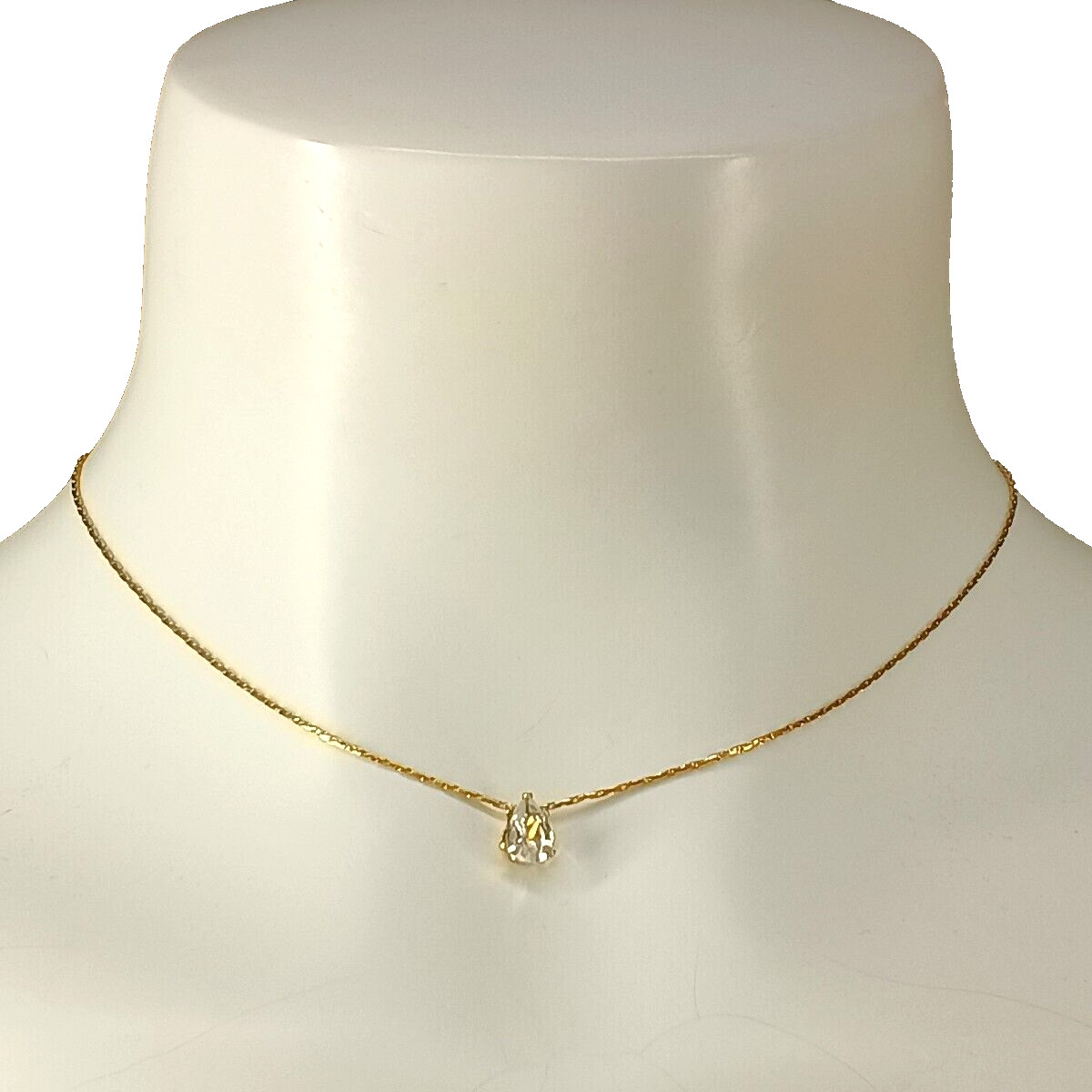 Women Choker Crystal Pendant Necklace Stainless Gold 14″ Length One Size