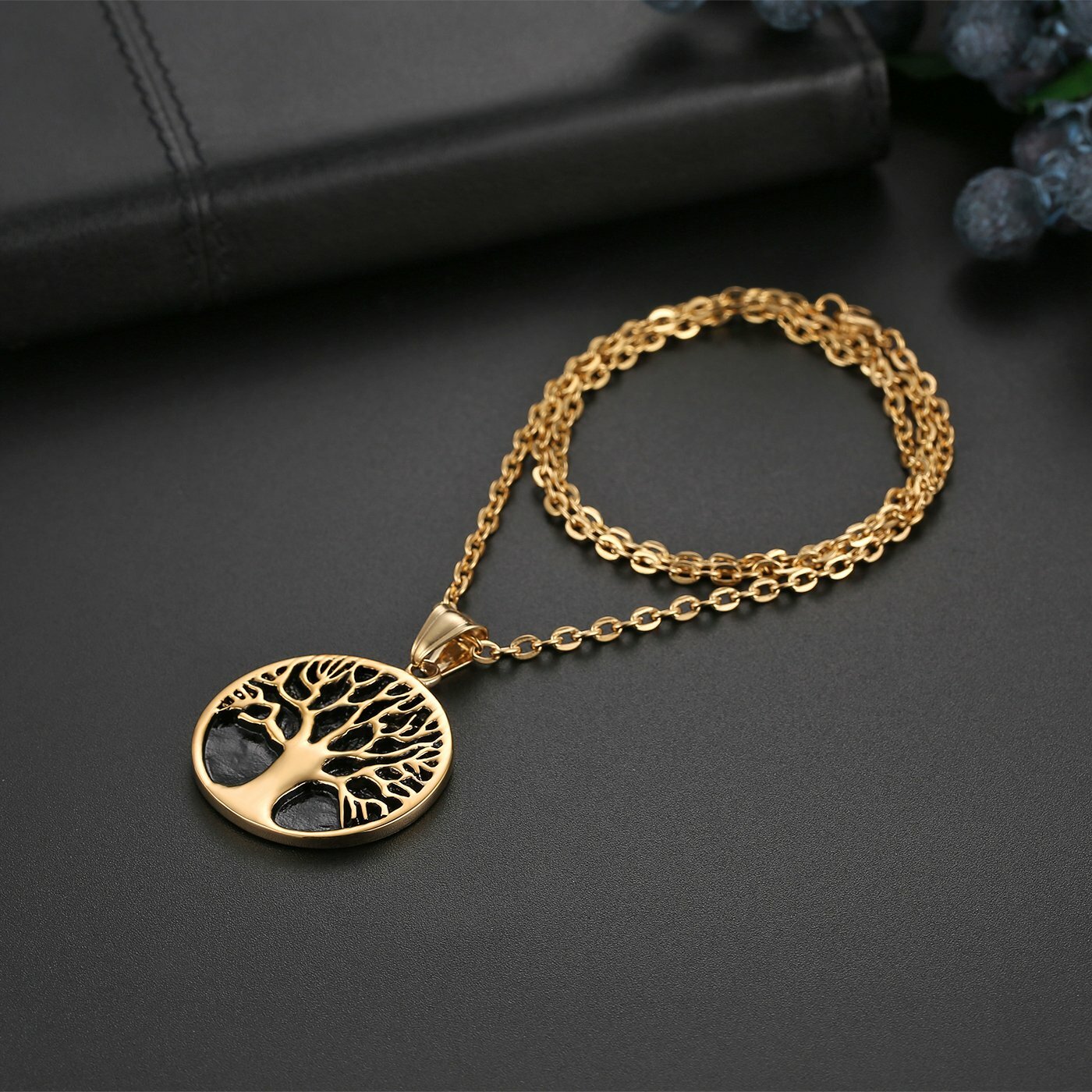 Men Women Stainless Steel Celtic Tree of Life Pendant Necklace Chain Jewelry