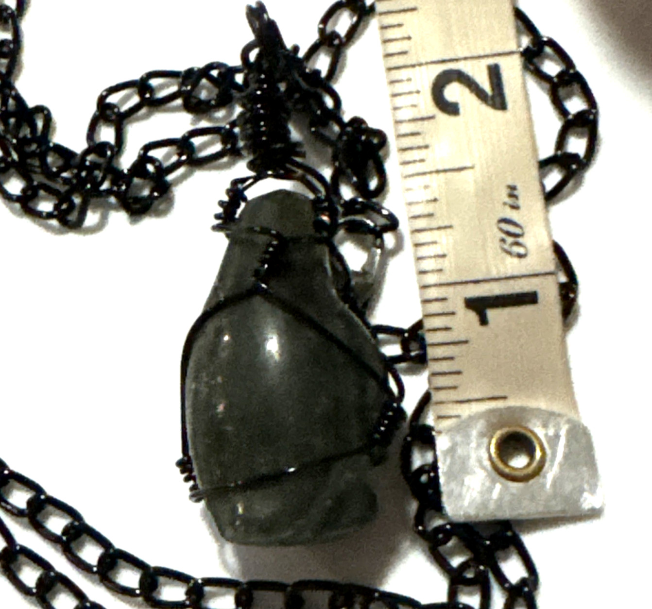 Labradorite Penguin Pendant Necklace Jewelry Black 30″ Chain Genuine Stone Bling