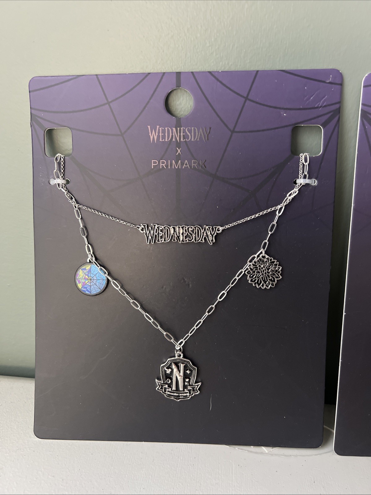 NEW Addams Family Wednesday x Primark Double Chain Charm Necklace Set Of 2