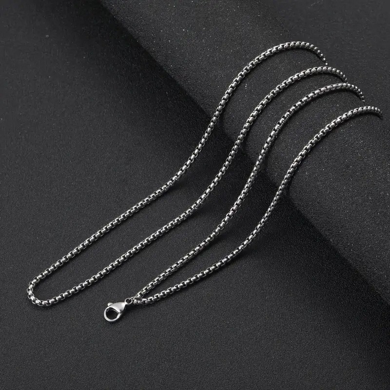 8Pcs Men’s Stainless Steel Necklace Set Cuban Twist Chain Father’s Day Gift