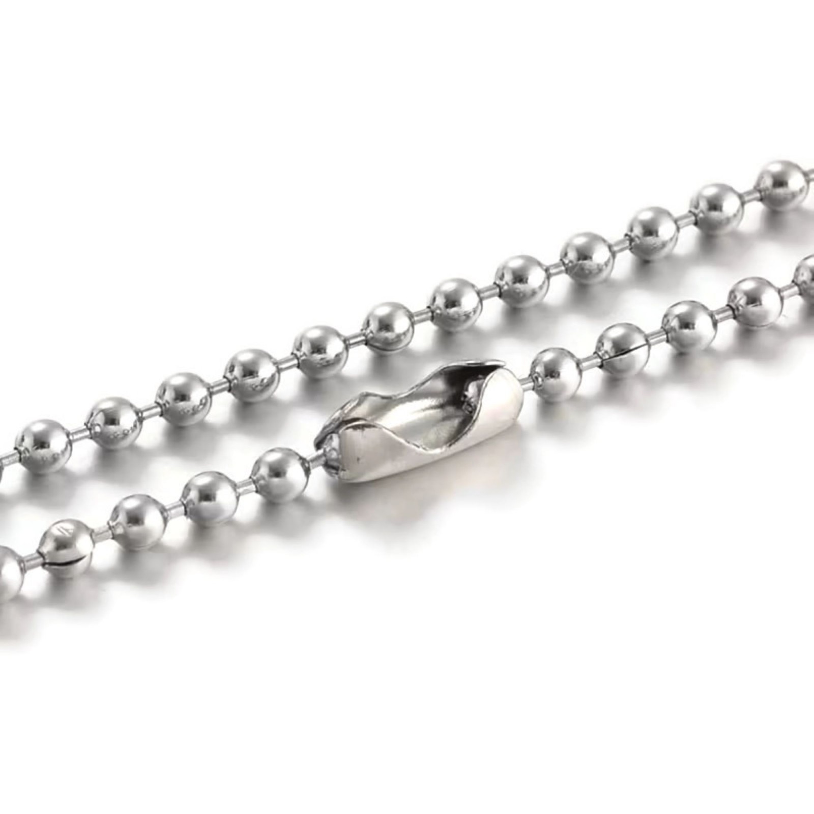 18″ in. – 30″ in. (2.4mm)PREMIUM STAINLESS STEEL SILVER BALL CHAIN NECKLACE