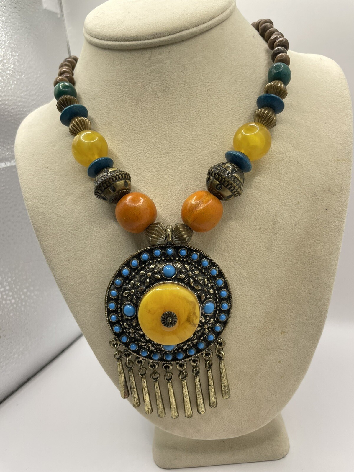 Colorful Boho Ethnic Style Beaded Pendant Necklace