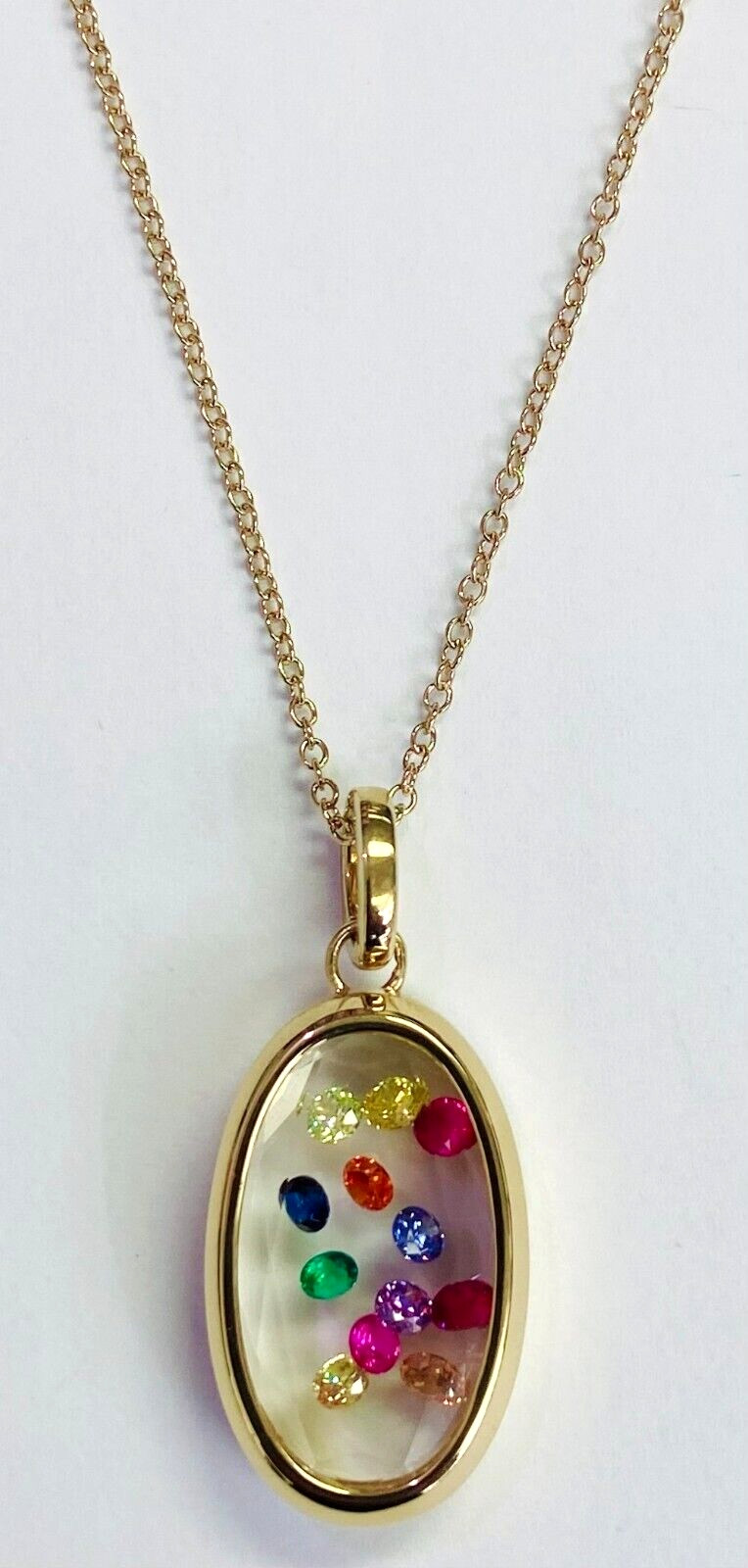 HSN Absolute 14k Gold Clad Sterling Colors Of Sapphire Rainbow Shaker Necklace