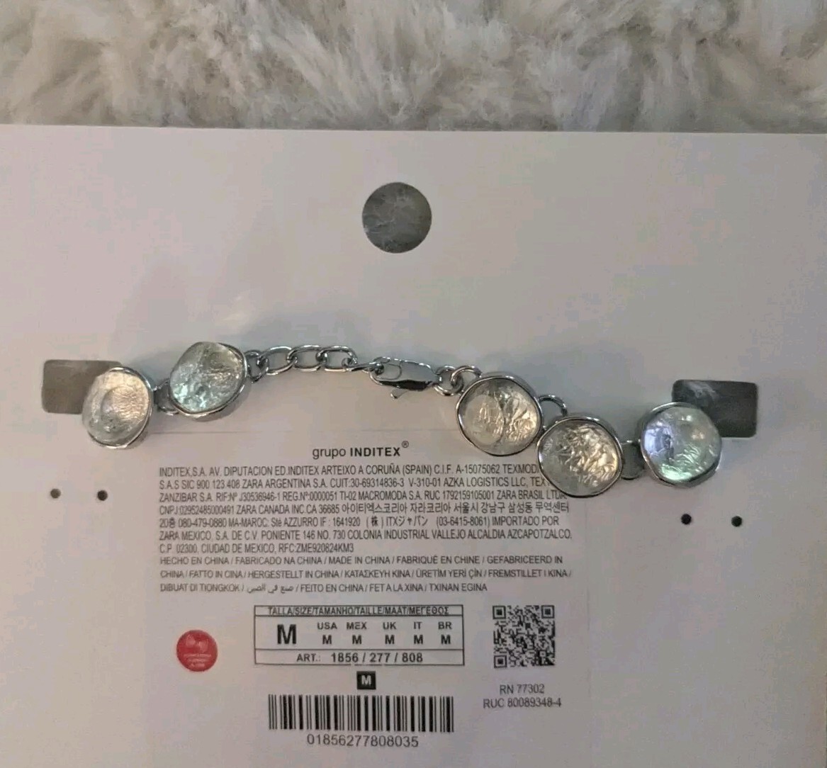 NWT Zara Romantic Feminine Necklace Silver Crystal Glass Beads Size 17″ L
