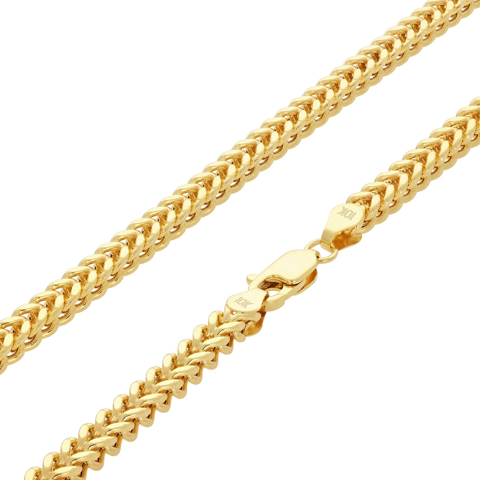 10K Yellow Gold 1.5mm-6mm Franco Square Box Chain Necklace Mens Womens 16″- 30″