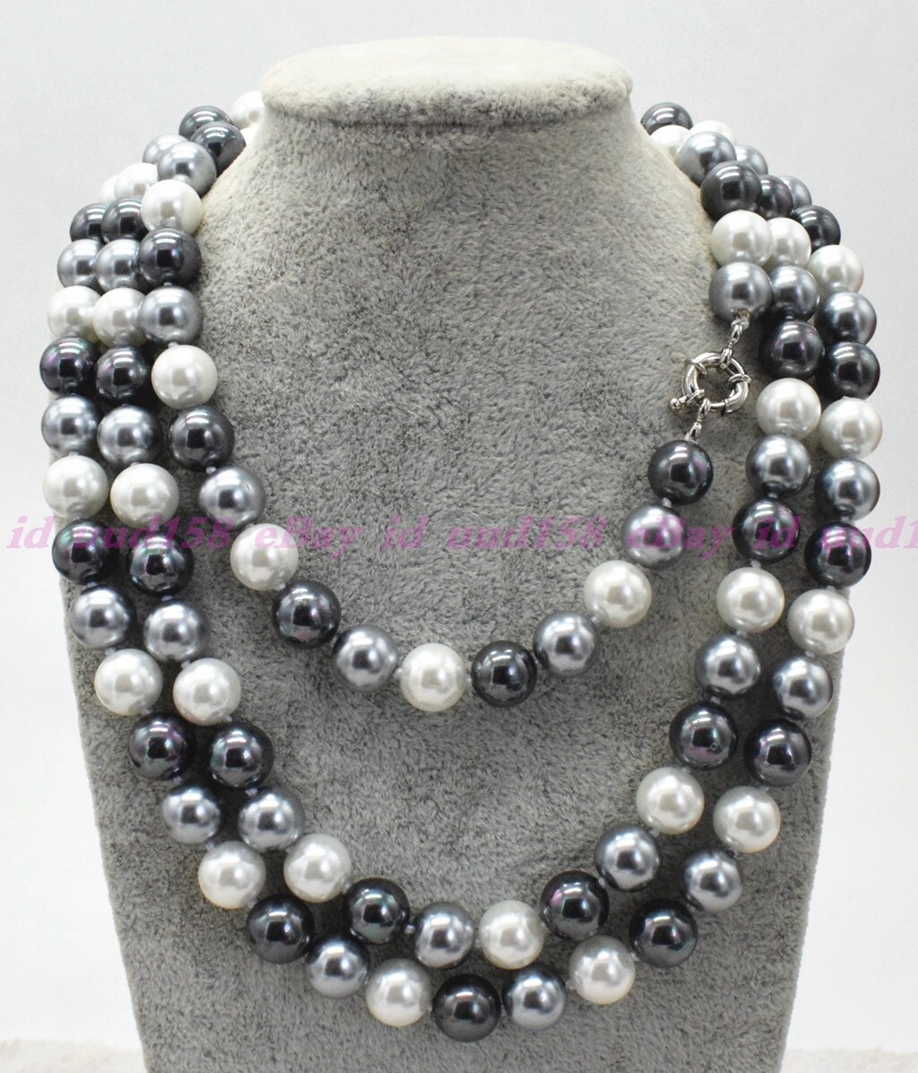 10mm Multicolor South Sea Shell Pearl Round Beaded Necklace 16-36 inches