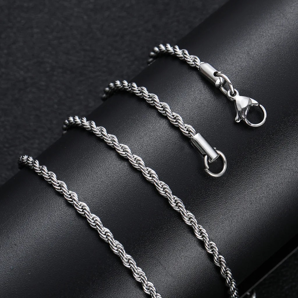2/3/4/5/6mm Stainless Steel Women Men Rope Chains Necklaces 16-30”