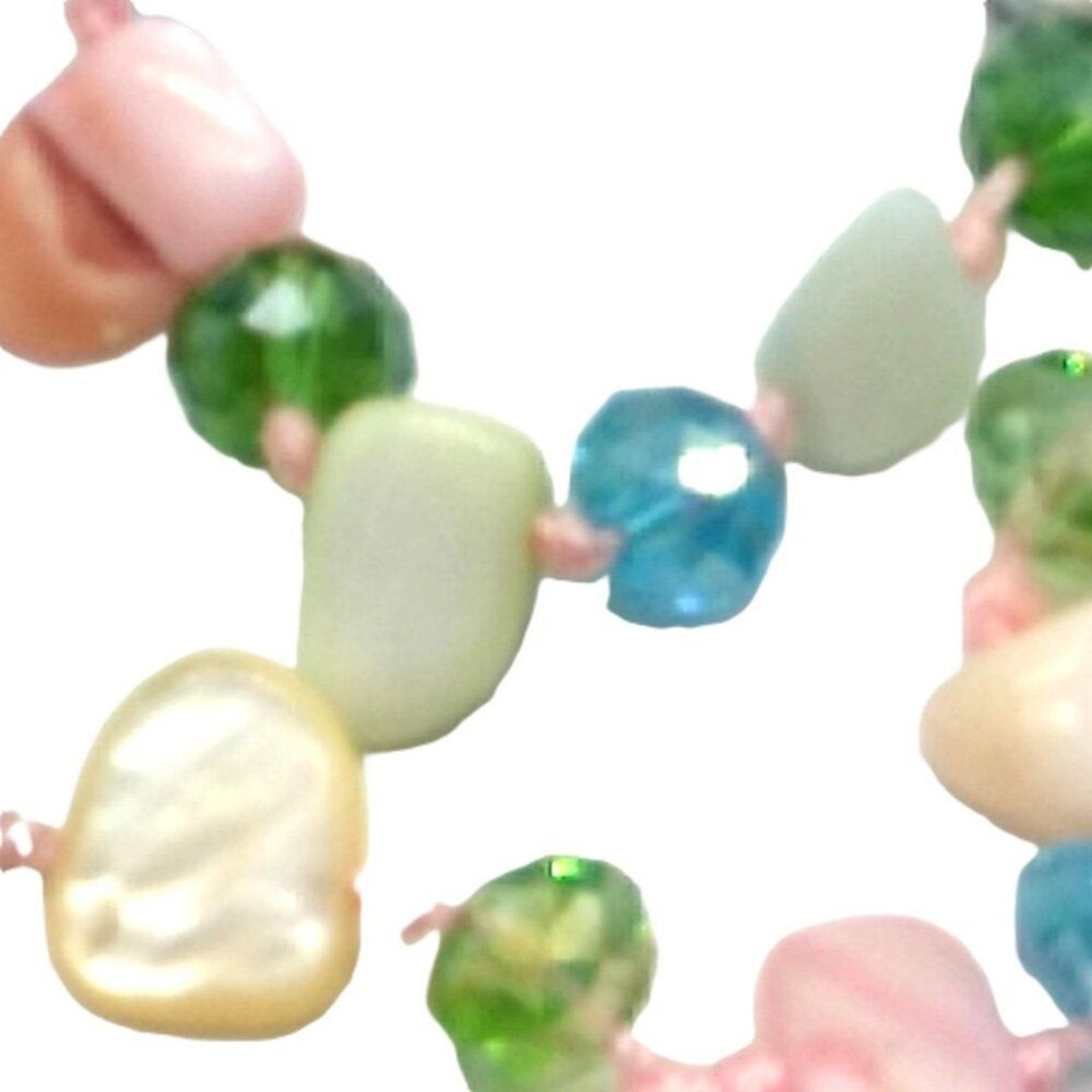 MOP + Faceted Pastel Multi-colored Beaded Necklace