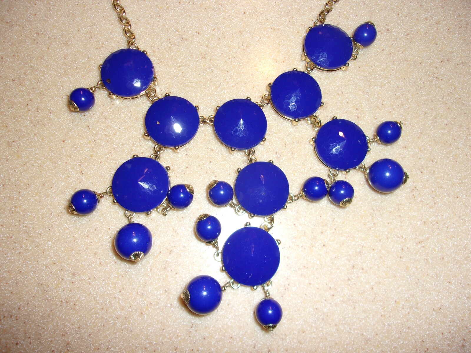 LOT 2 J Crew Statement necklaces blue & multicolor stones Plastic Metal GW1