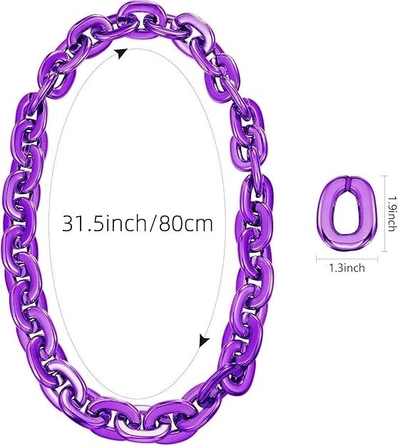 Hip Hop Fashion Big Cuban Link Necklace 32 Inch Plastic Acrylic Chain