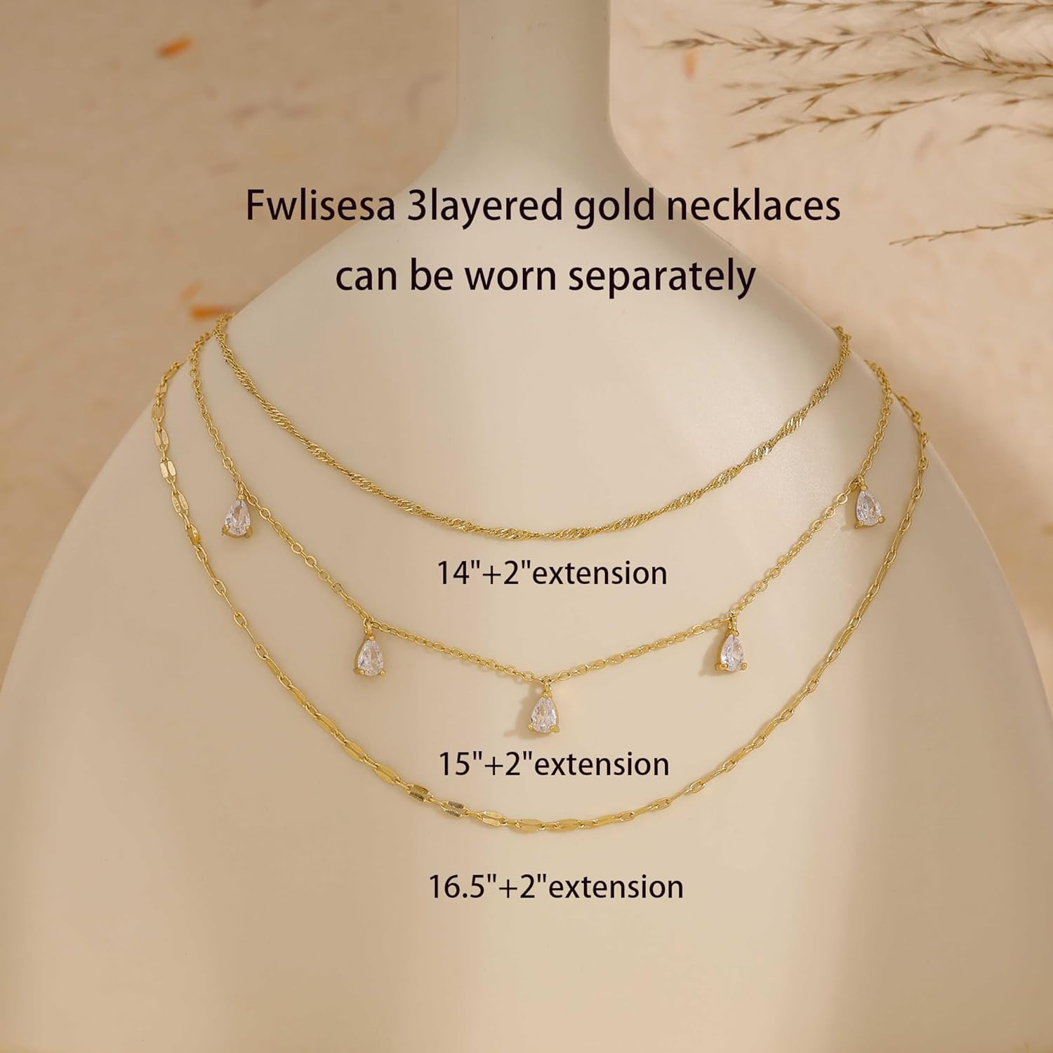 Layered Necklaces for Women, Dainty Gold Necklace Stack 14k Gold Plated Layering