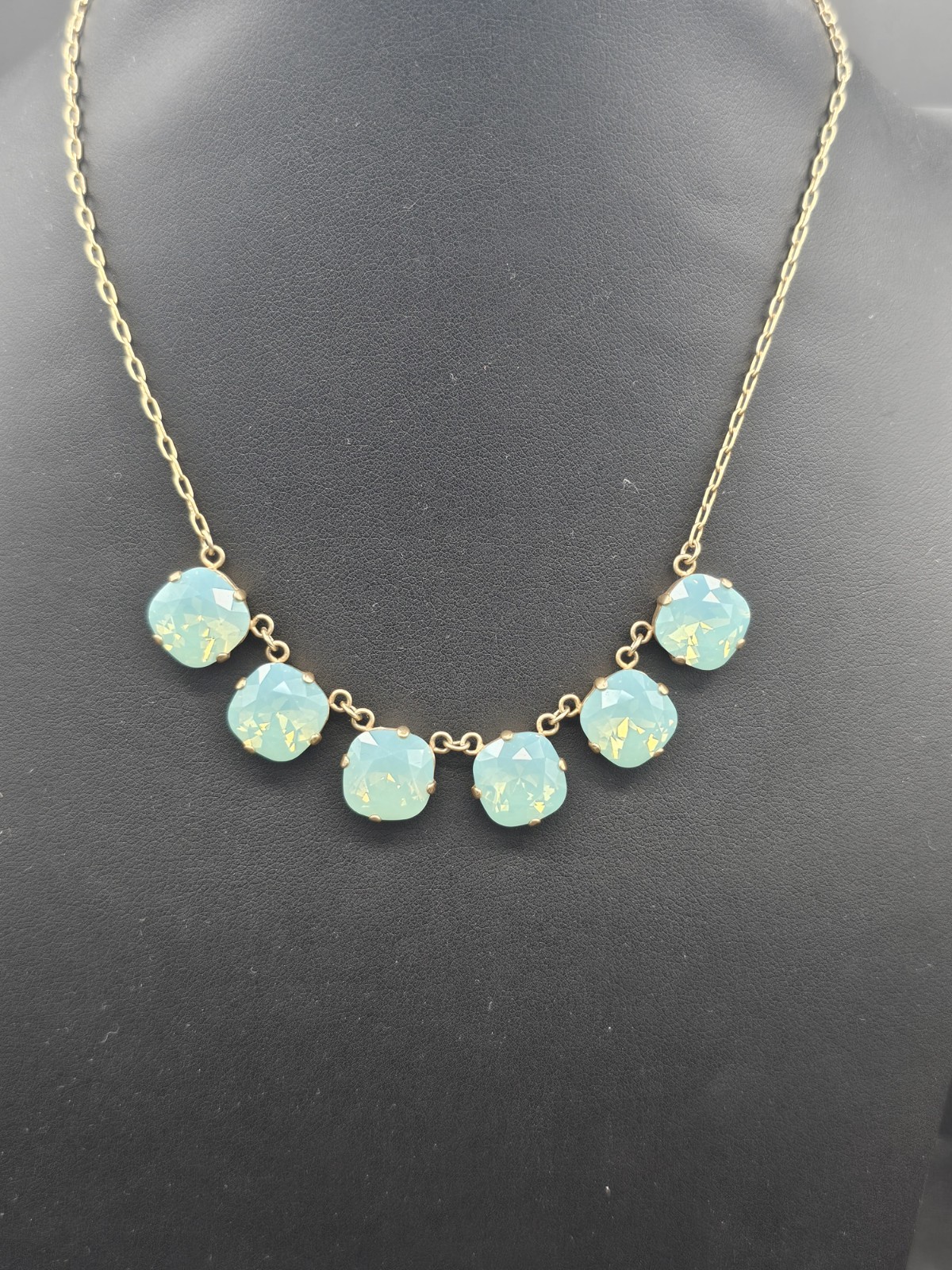 Catherine Popesco France Swarovski Pacific Opal Crystal Gold Tone Necklace