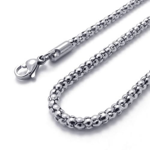 4mm 16″-40″ Silver Stainless Steel Corn Necklace Chain Sb32 USA Seller