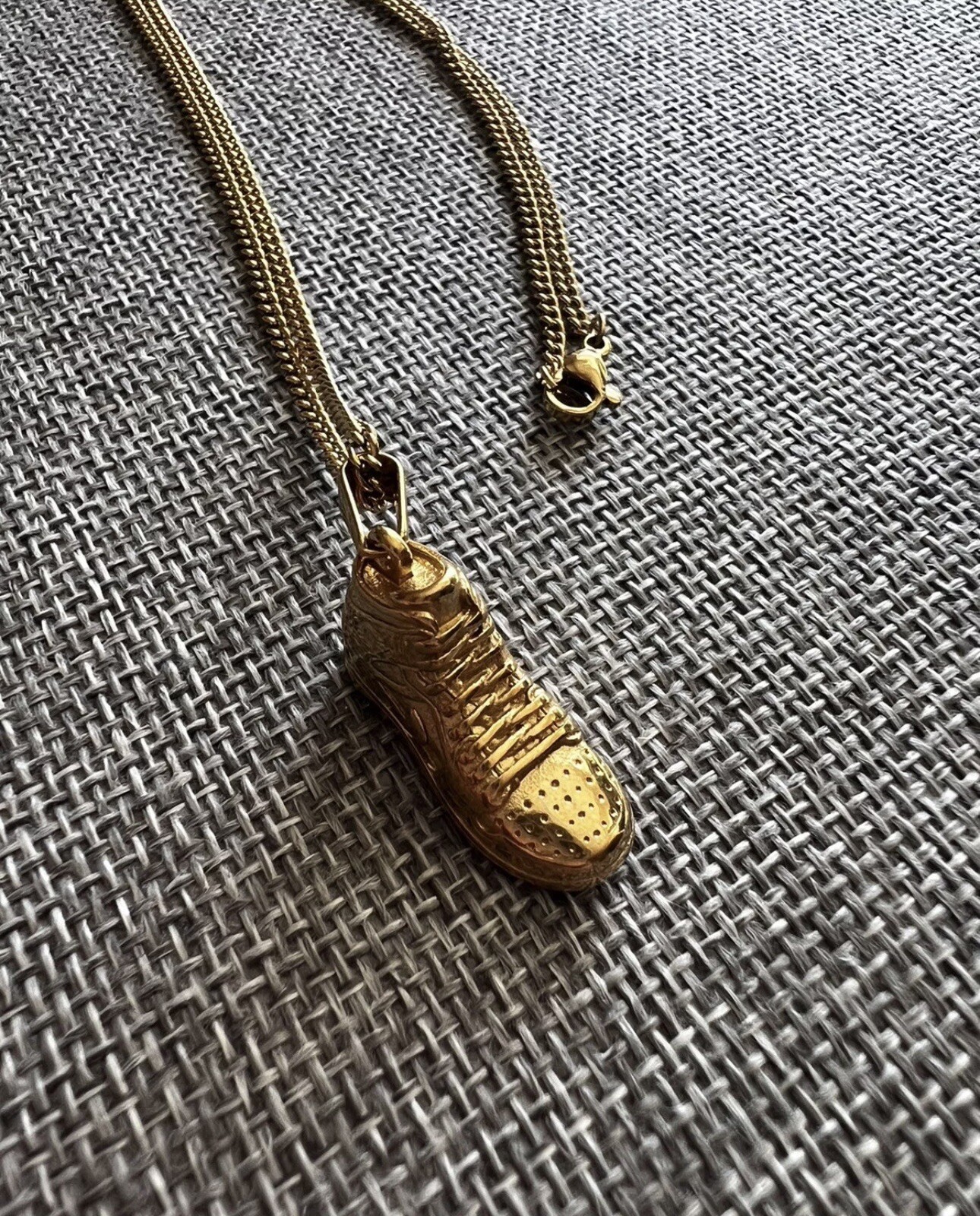 Gold 3D Nike Air Jordan 1 Shoe Pendant + 20” Necklace Stainless Steel