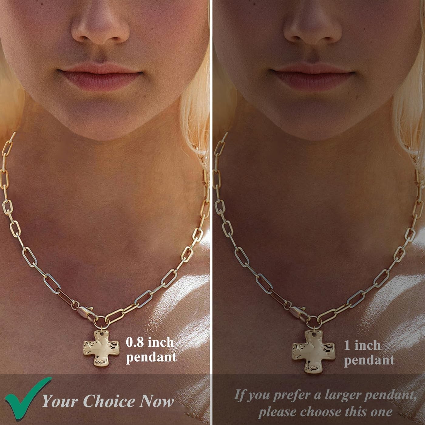 Chunky Cross Necklace for Women Trendy Gold Silver Layered Statement Cross Penda