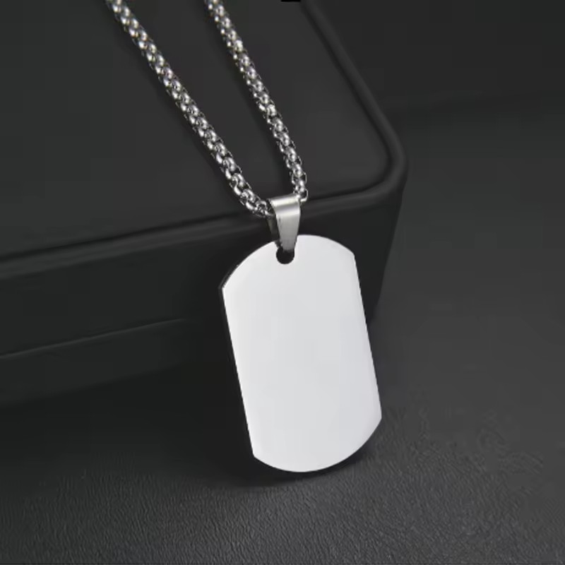 Custom Name Photo Dog Tag Pendant Necklace Men Women Jewelry Gold Silver Black