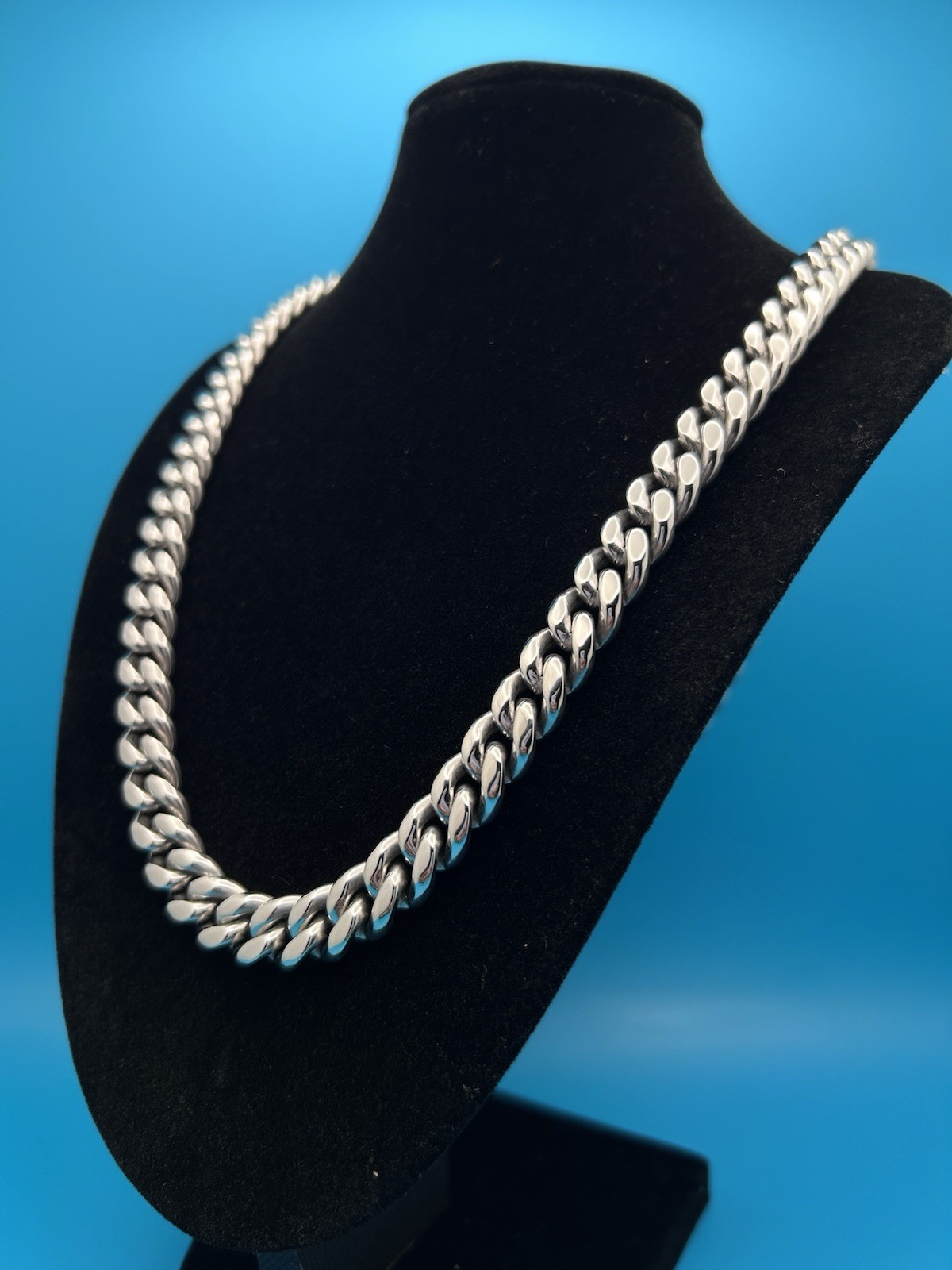 14k White Gold Miami Cuban Link Necklace Chain 10mm for Men Waterproof