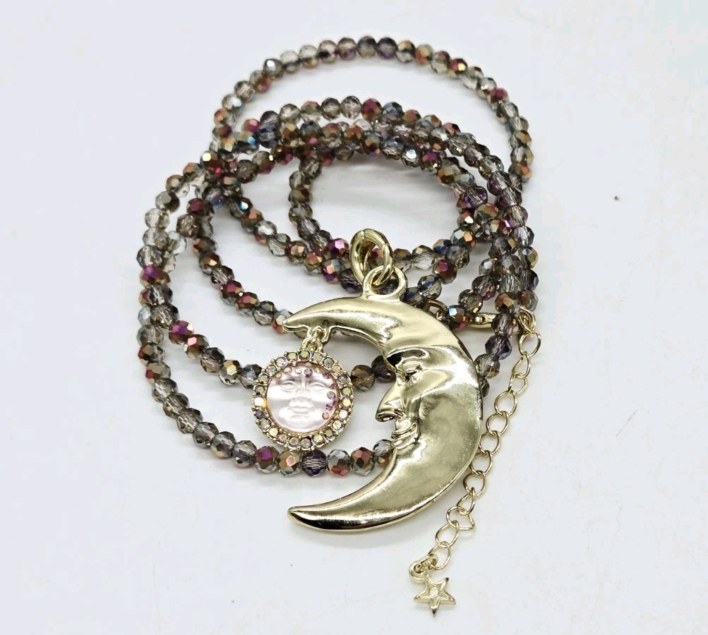 Kirks Folly Moon Magic Goddess Seaview Moon Charm Pendant shimmer Necklace 32 in