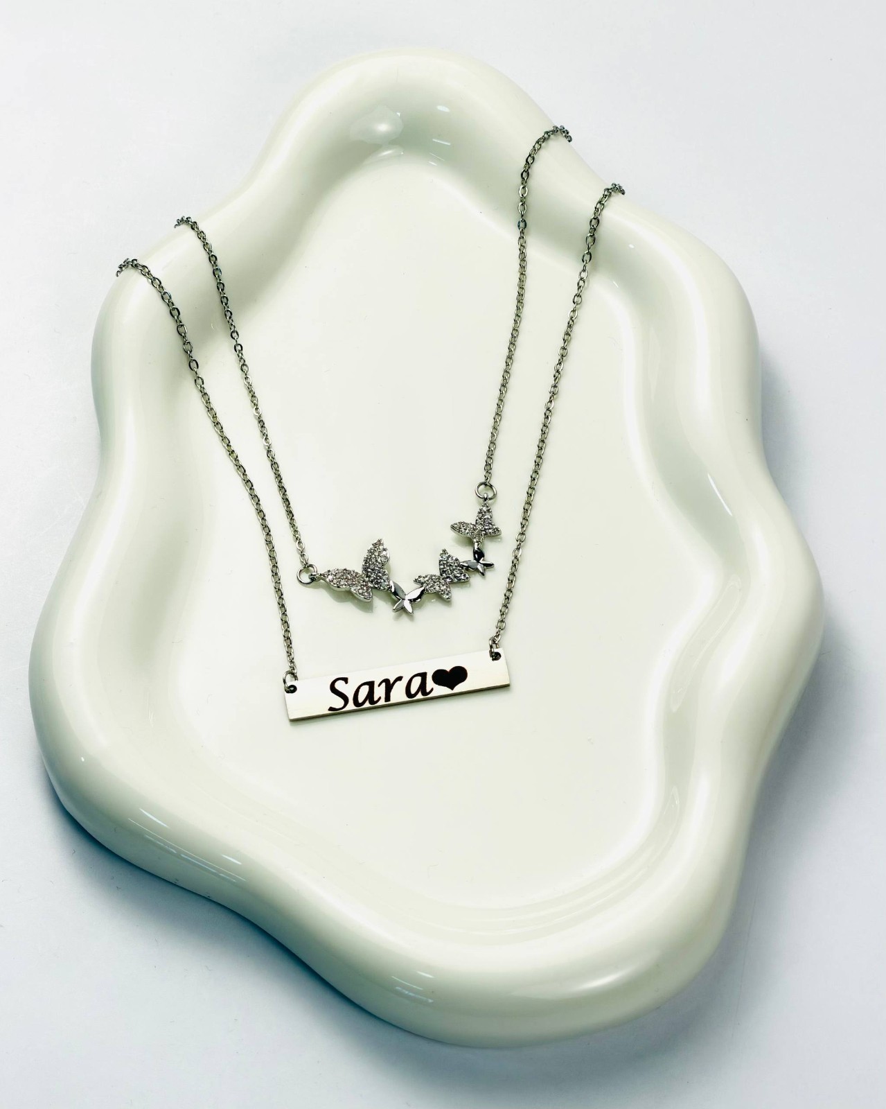Personalized Name & Date Necklace Custom Stainless Steel Pendant Gift for Women