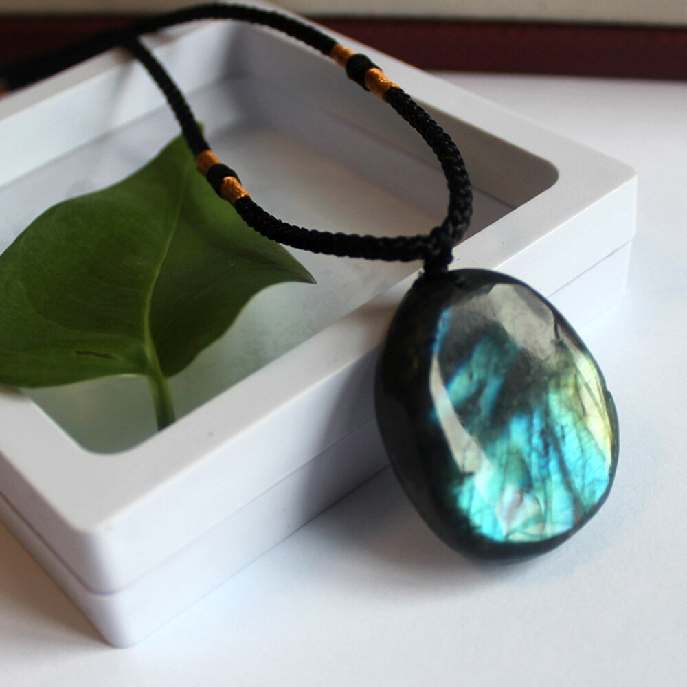 1/ 3PCS Women Mens Natural Stone Necklace Labradorite Pendant Crystal Moonstone