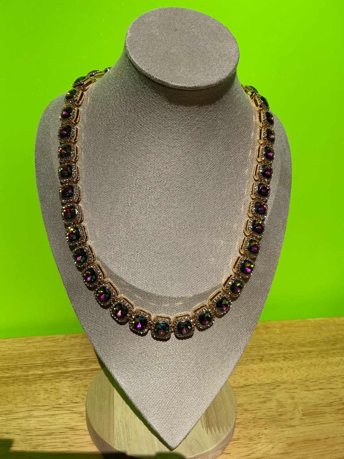 New Multi Color CZ Necklace 18 Inches Cubic Zirconia Chain Unisex Colorful