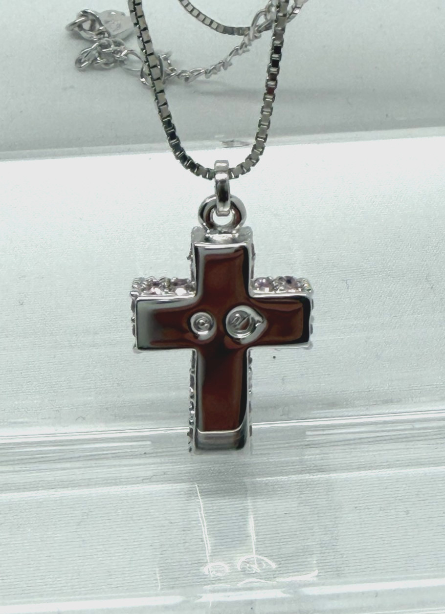 Swarovski Small 3D Cross Pendant Necklace Amethyst [Mint] w/Box 16” 986893