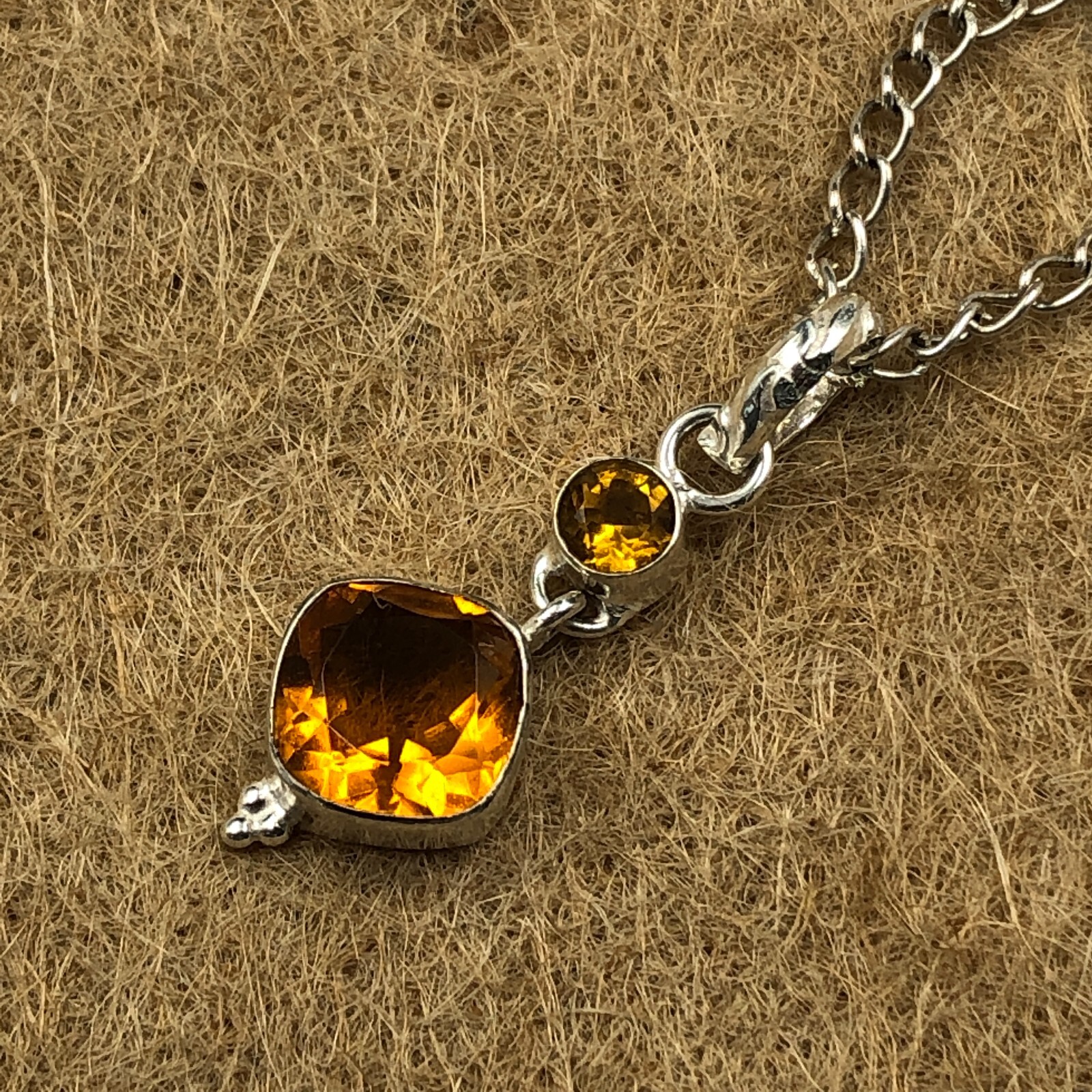 Citrine Gemstone Handmade Jewelry Sterling Silver Bestie Gift Pendant 1.6″