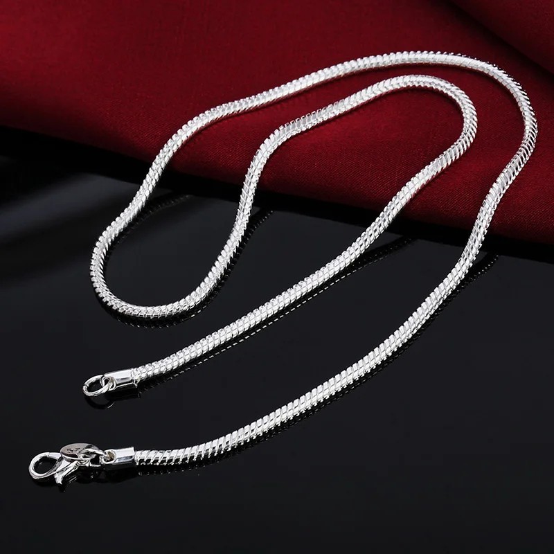 925 Sterling Silver Snake Chain Necklace 1mm 2mm 3mm 40-75cm Men Women Pendant