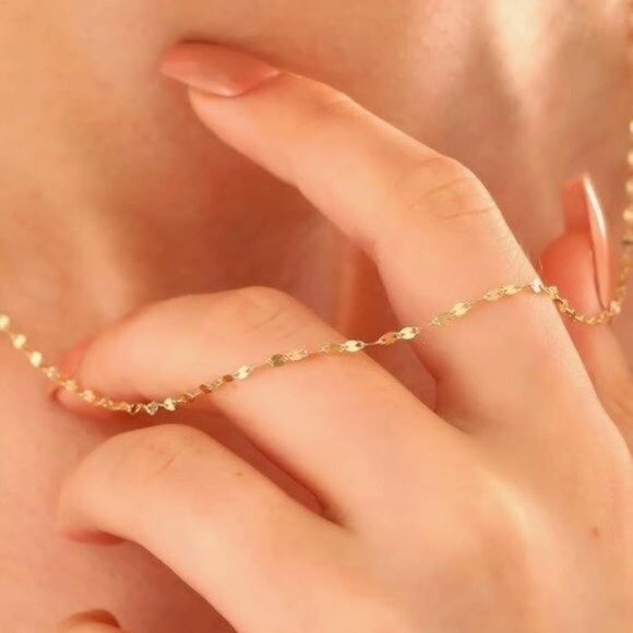 Minimalist Gold Sparkle Chain Necklace Waterproof Everyday Jewelry Non-tarnish
